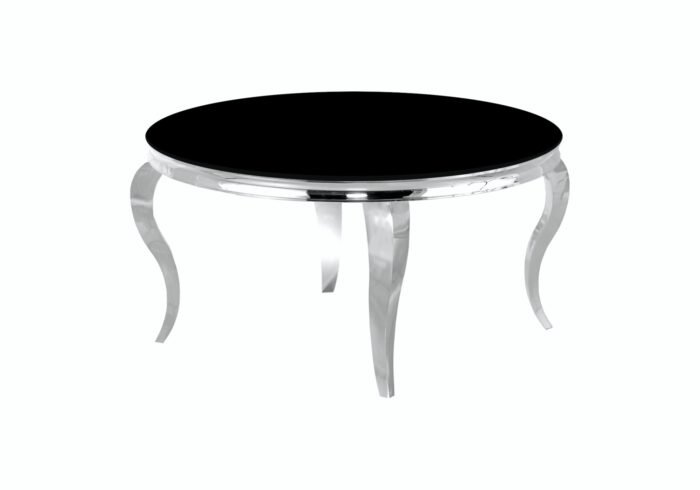 Table basse ronde argent marbre noir BAROQUE