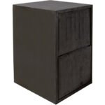 Table de chevet gris design en velours L. 40 x P. 45 x H. 60 cm collection DUBAI