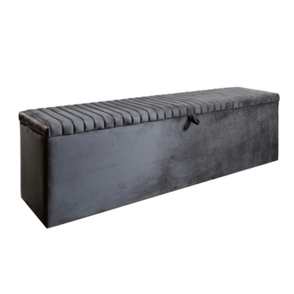 Banc bout de lit coffre MOSCOW coloris gris en velours - Sweet Deco -  Boutique de meubles