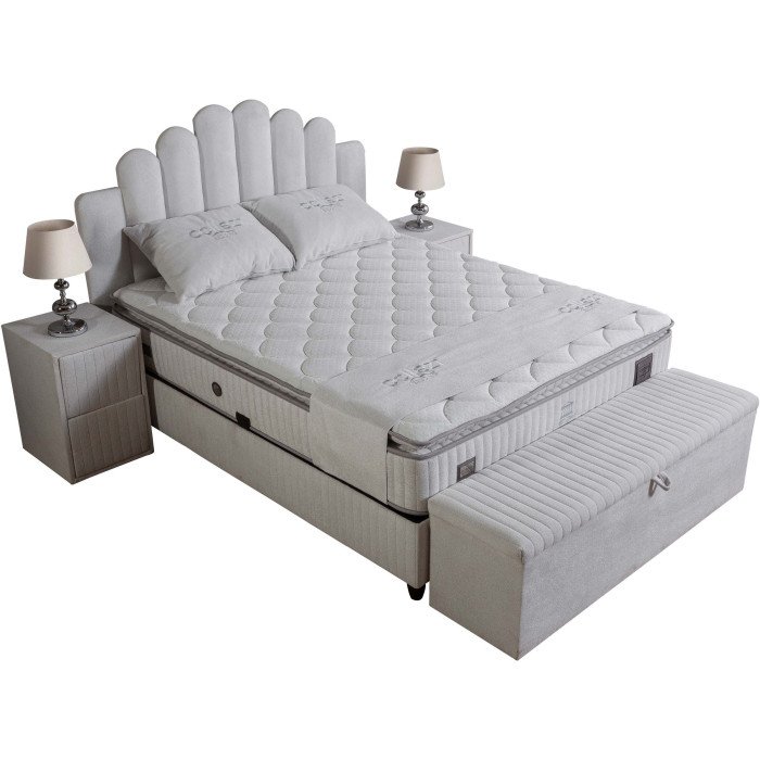 Banc bout de lit coffre couleur blanc en tissu bouclette - Sweet Deco -  Boutique de meubles