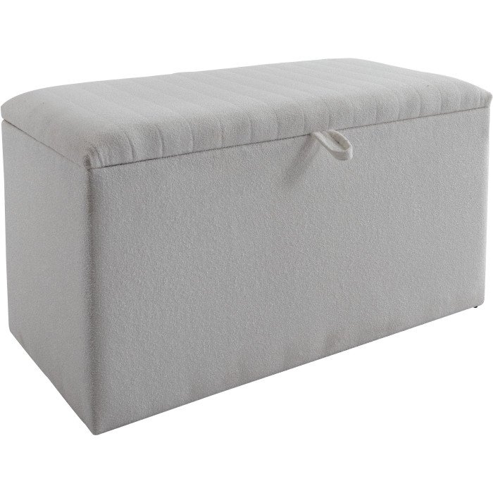 Banc bout de lit coffre avec rangement coloris gris blanc en tissu L. 80 x P. 41 x H. 45 cm collection LONDON