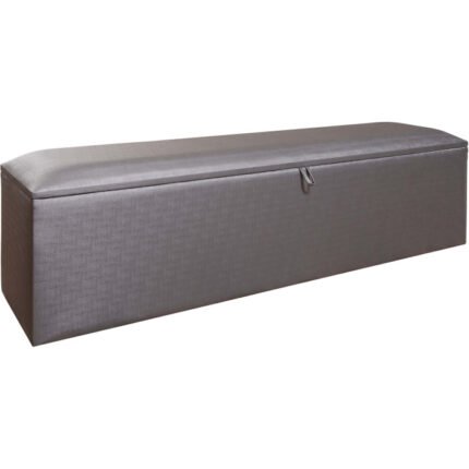 Banc bout de lit coffre avec rangement coloris gris design en pvc L. 170 x P. 41 x H. 45 cm collection RIO